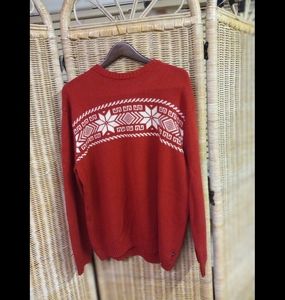 CHAPS Est. 1978 Sweater Red White Holiday Flower Etchings  Size XL/TG
